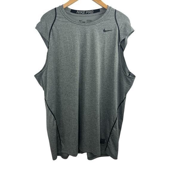 Nike Shirt Mens Gray Fitted Dri-Fit Sleeveless Tank Top XXL Pro 703102-091 - Picture 1 of 8